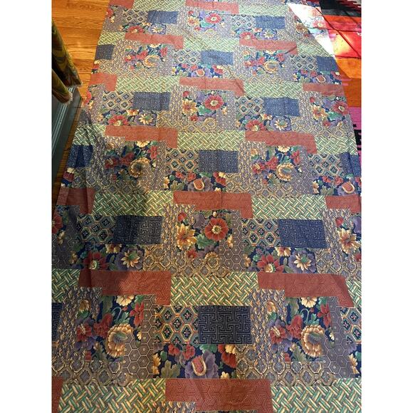 Sheridan Australia Drapes Curtains Set Of 4, Patchwork Blue Red Lined Rare50x84” - Picture 15 of 16